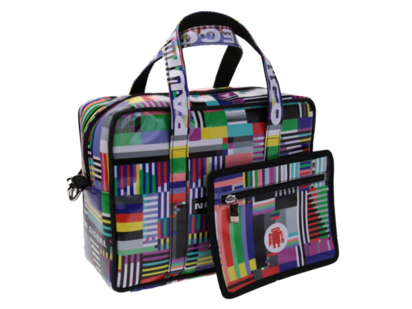 RECTANGULAR WOMEN'S BAG "NO SIGNAL". MODEL PINCA MADE OF LORRY TARPAULIN.