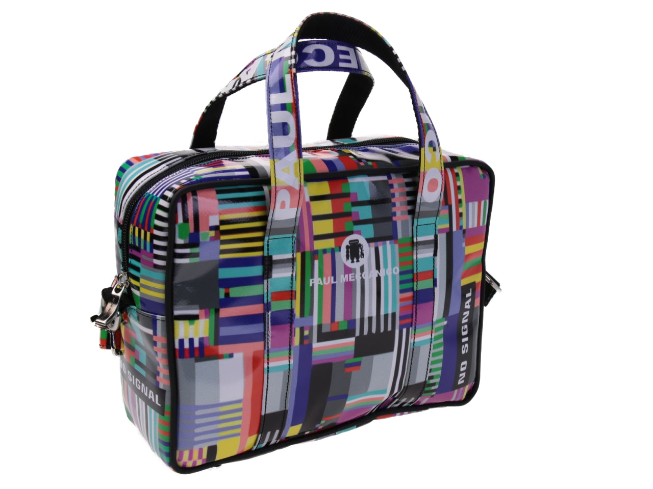 RECTANGULAR WOMEN'S BAG "NO SIGNAL". MODEL PINCA MADE OF LORRY TARPAULIN.