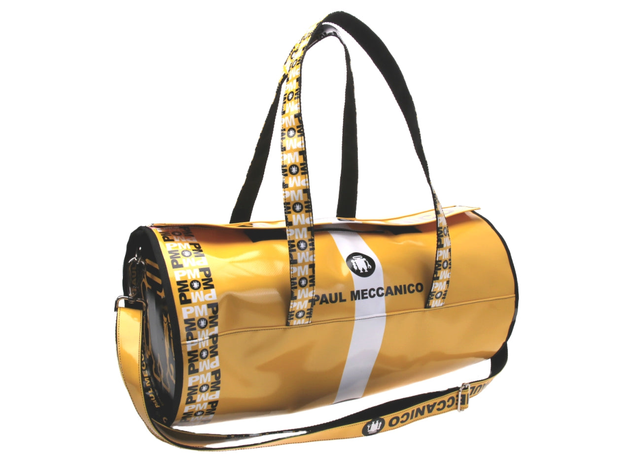 SPORTY BOSTON BAG YELLOW. MODEL ROLLING MADE OF LORRY TARPAULIN.