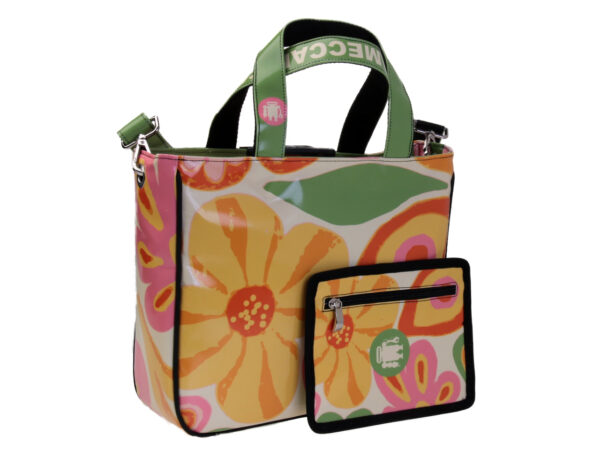 TOTE BAG FLORAL FANTASY. MODEL GLAM MADE OF LORRY TARPAULIN.