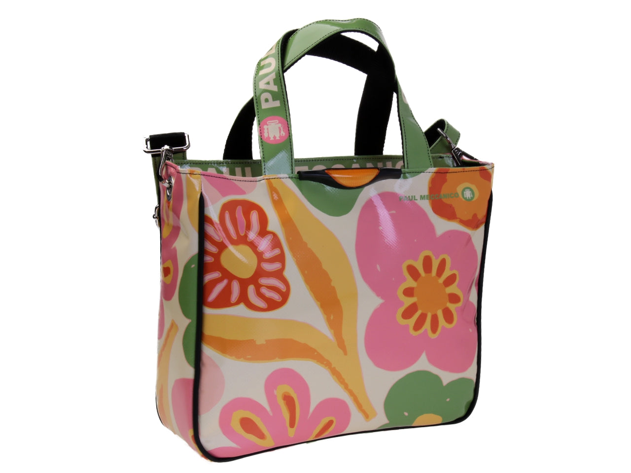 TOTE BAG FLORAL FANTASY. MODEL GLAM MADE OF LORRY TARPAULIN.