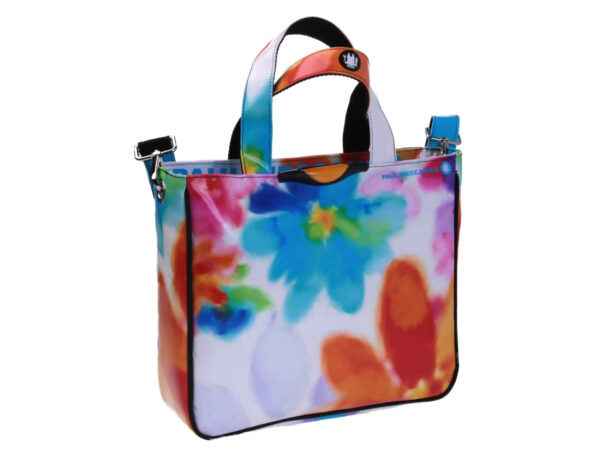TOTE BAG FLORAL FANTASY. MODEL GLAM MADE OF LORRY TARPAULIN.