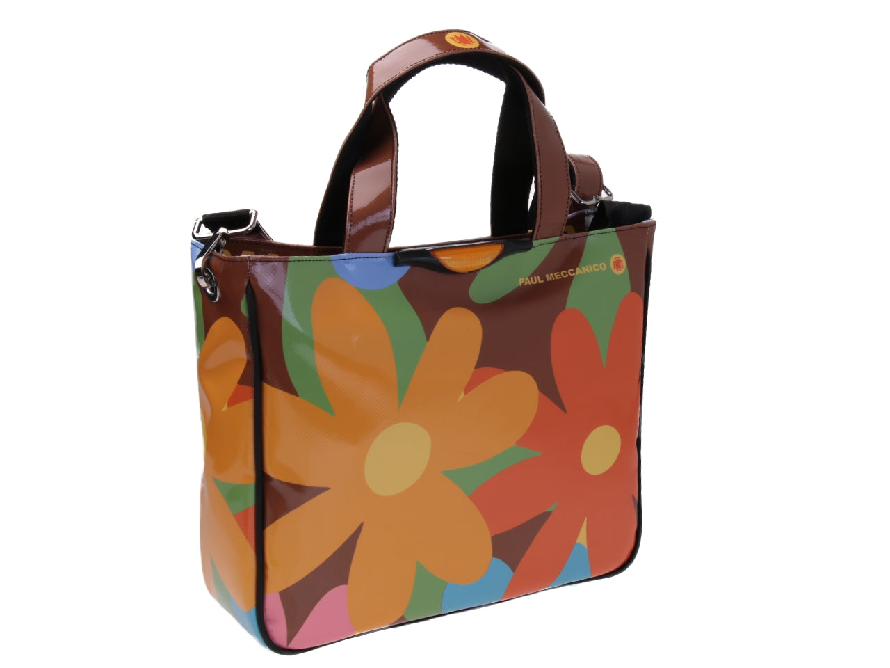TOTE BAG FLORAL FANTASY. MODEL GLAM MADE OF LORRY TARPAULIN.