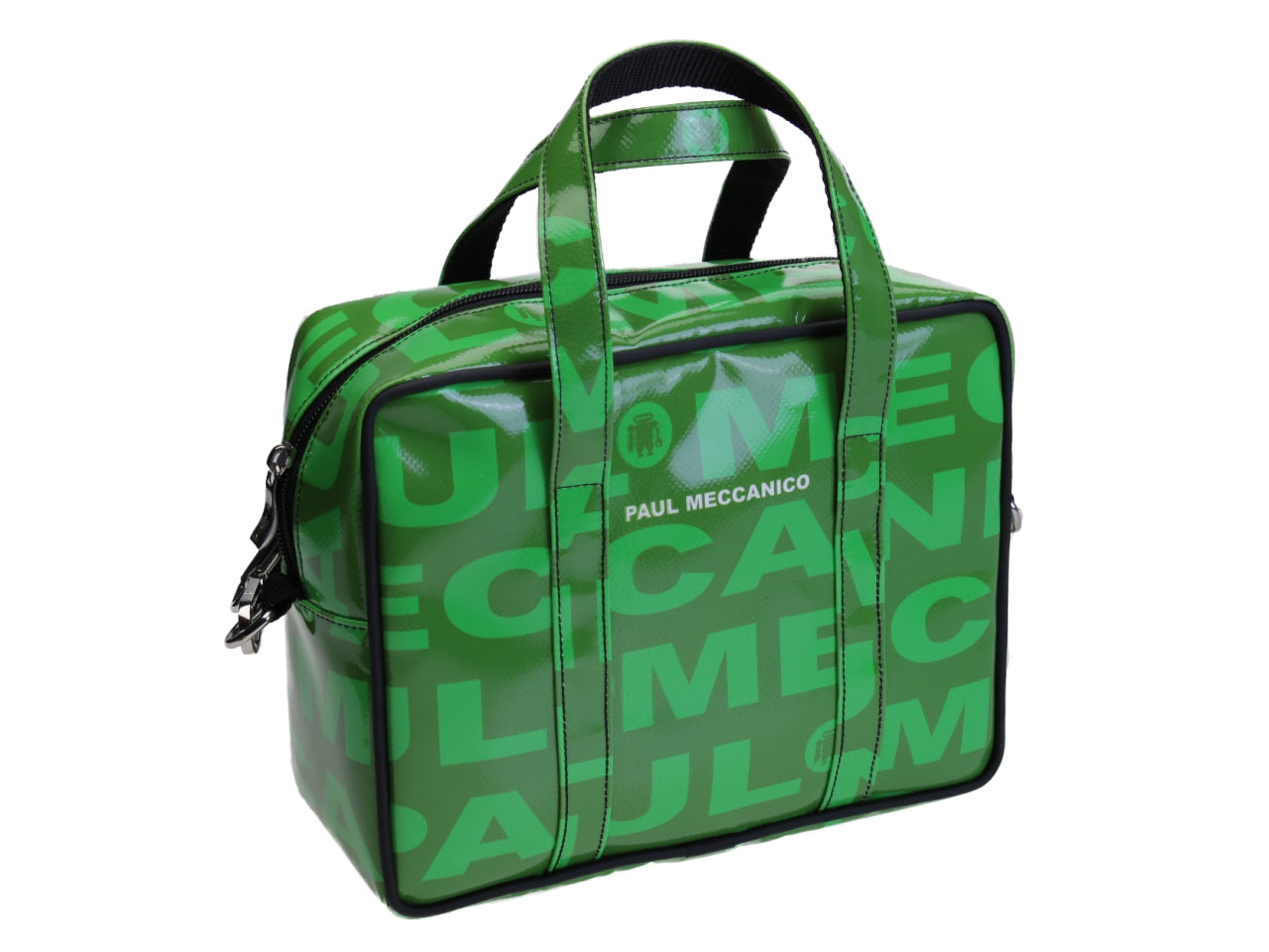 GREEN RECTANGULAR WOMEN'S BAG. MODEL PINCA MADE OF LORRY TARPAULIN.