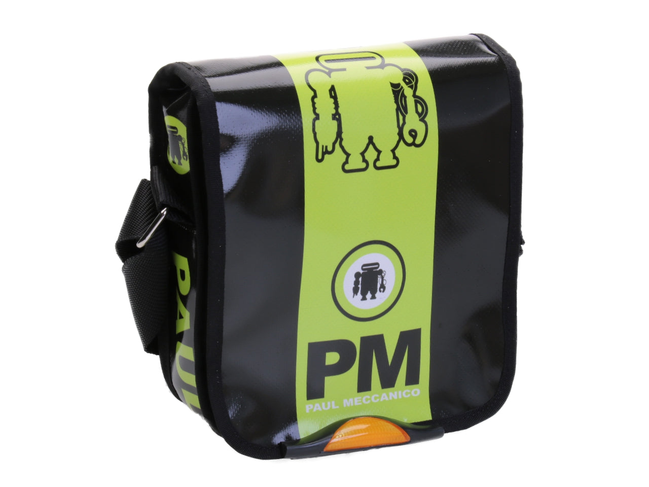BLACK FOREST AND LIME CROSSBODY BAG. MODEL MIPOK MADE OF LORRY TARPAULIN.