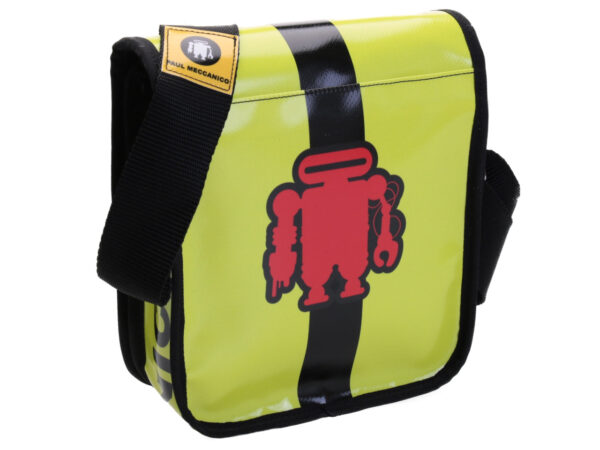 YELLOW AND BLACK CROSSBODY BAG. MODEL MIPOK MADE OF LORRY TARPAULIN.