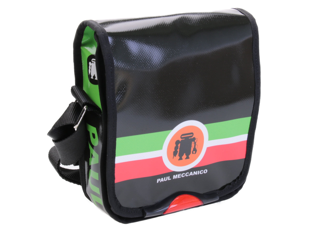 BLACK FOREST CROSSBODY BAG WITH TRICOLOR BAND. MODEL MIPOK MADE OF LORRY TARPAULIN.