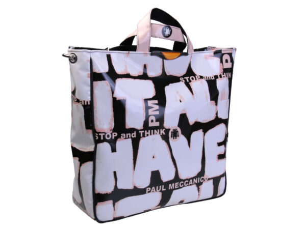MAXI TOTE BAG LETTERING FANTASY. MODEL AIRSTONE MADE OF LORRY TARPAULIN.