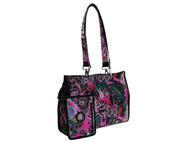 FUCHSIA SHOPPER BAG TROPICAL FANTASY. MODEL PEPE MADE OF LORRY TARPAULIN.