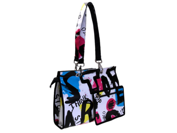 WHITE SHOPPER BAG MURALES FANTASY. MODEL PEPE MADE OF LORRY TARPAULIN.