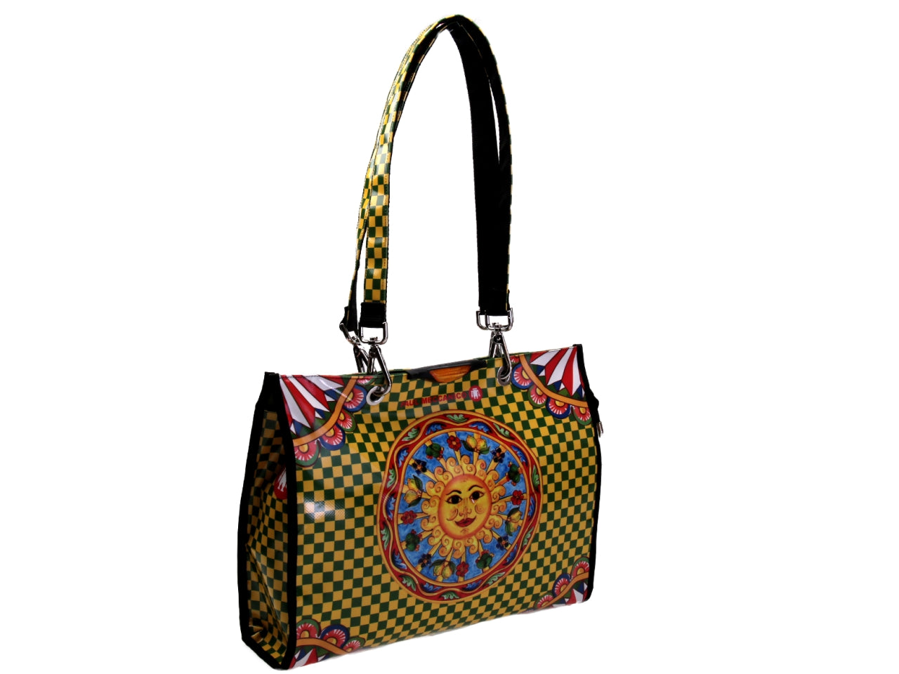 SHOPPER BAG "SICILIAN CART". MODEL PEPE MADE OF LORRY TARPAULIN.