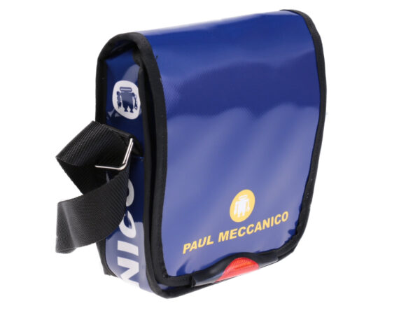 BLUE CROSSBODY BAG. MODEL MIPOK MADE OF LORRY TARPAULIN.