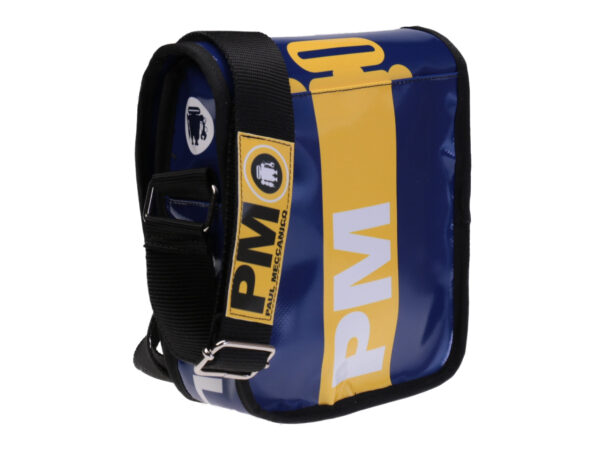 BLUE CROSSBODY BAG. MODEL MIPOK MADE OF LORRY TARPAULIN.