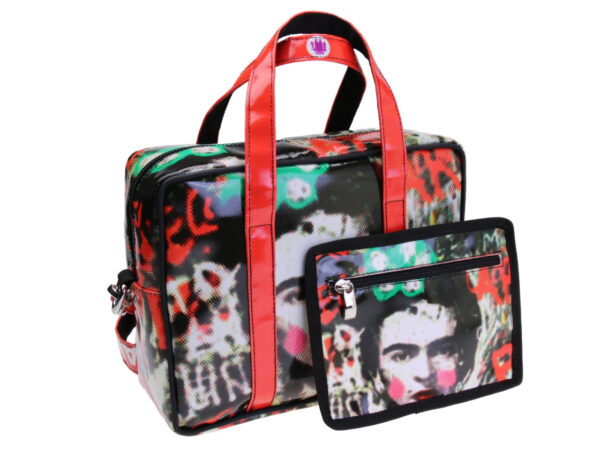 RECTANGULAR WOMEN'S BAG SURREAL STYLE. MODEL PINCA MADE OF LORRY TARPAULIN.
