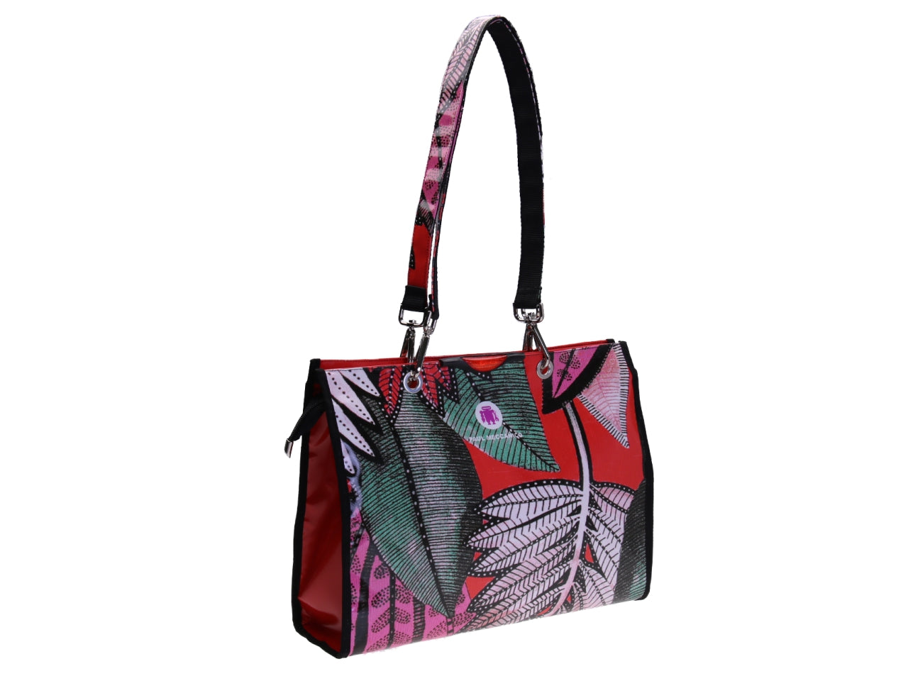 SHOPPER BAG "LEAVES". MODEL PEPE MADE OF LORRY TARPAULIN.
