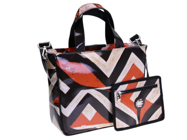 TOTE BAG ETHNIC FANTASY. MODEL GLAM MADE OF LORRY TARPAULIN.