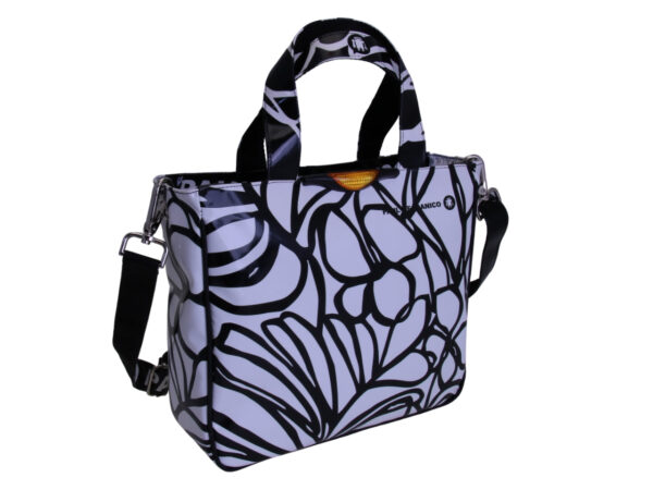 _ BLACK & WHITE TOTE BAG. MODEL GLAM MADE OF LORRY TARPAULIN.