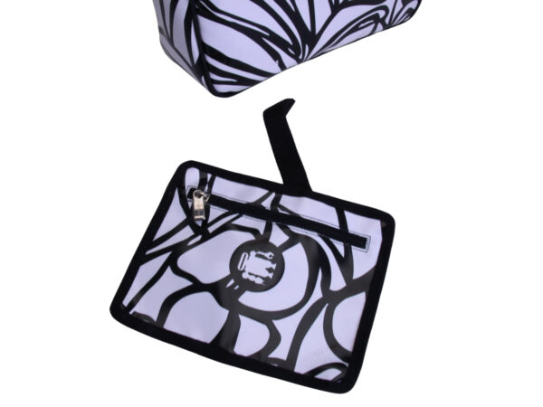 _ BLACK & WHITE TOTE BAG. MODEL GLAM MADE OF LORRY TARPAULIN.