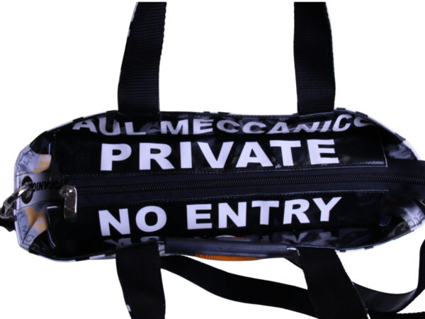 _ BLACK & WHITE TOTE BAG. MODEL GLAM MADE OF LORRY TARPAULIN.
