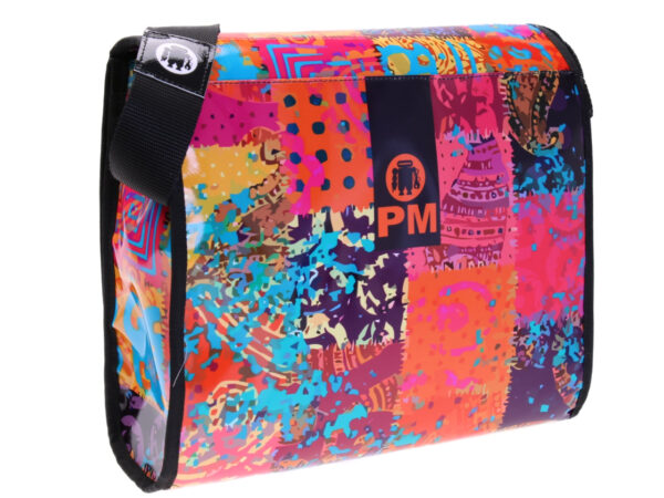 CROSSBODY BAG PATCHING FANTASY INDIAN STYLE. MODEL BREAK MADE OF LORRY TARPAULIN.