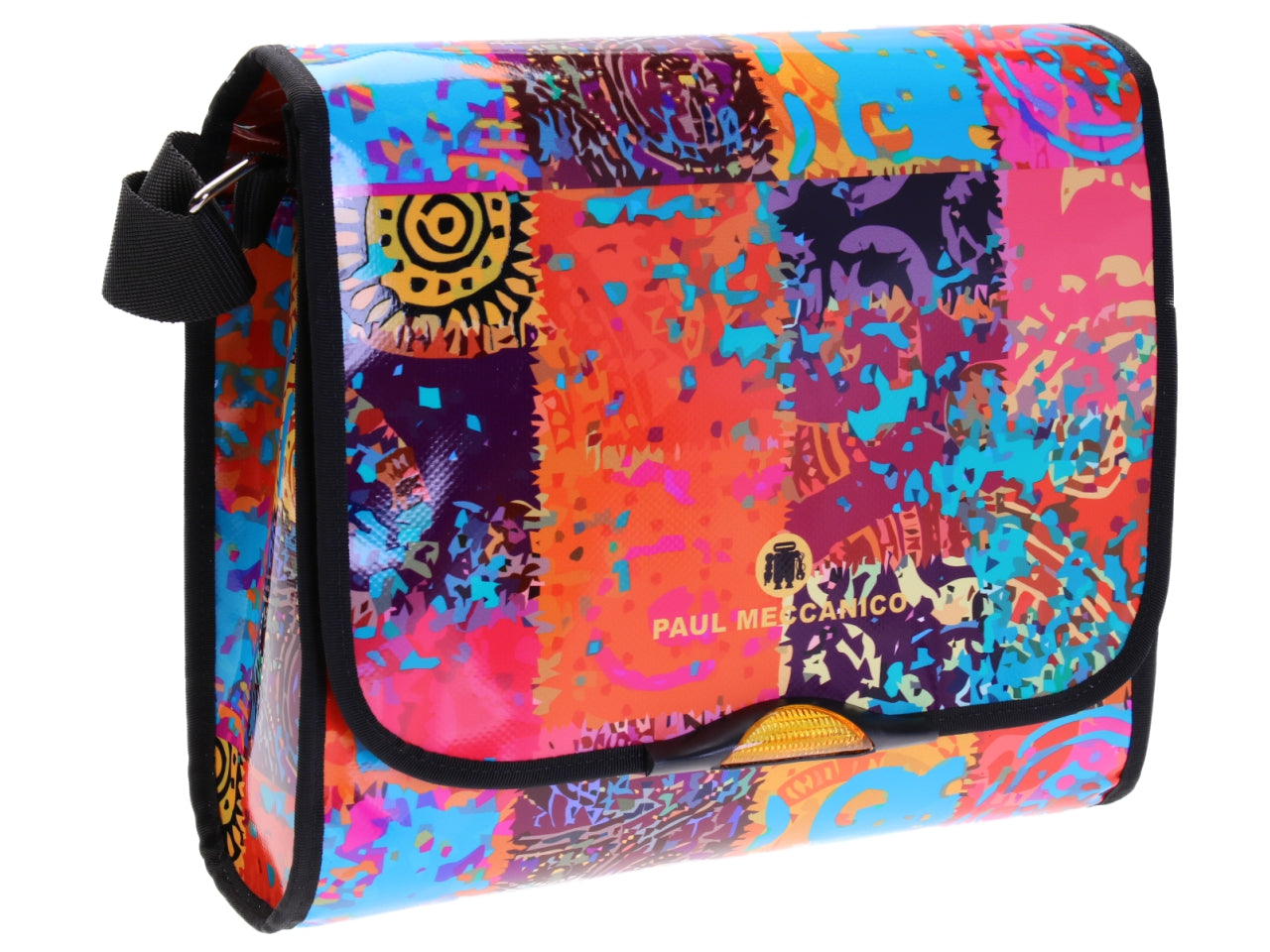 CROSSBODY BAG PATCHING FANTASY INDIAN STYLE. MODEL BREAK MADE OF LORRY TARPAULIN.