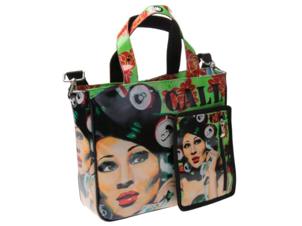 TOTE BAG "CALL THE SHOTS" DESIGNED BY BIANCA LEVER. MODEL GLAM MADE OF LORRY TARPAULIN.