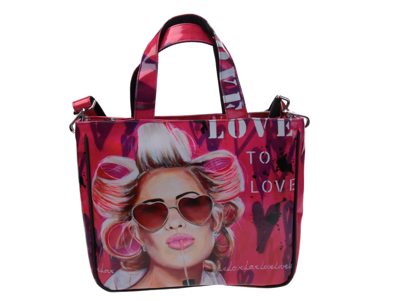 TOTE BAG "LOVE TO LOVE" DESIGNED BY BIANCA LEVER. MODEL GLAM MADE OF LORRY TARPAULIN.