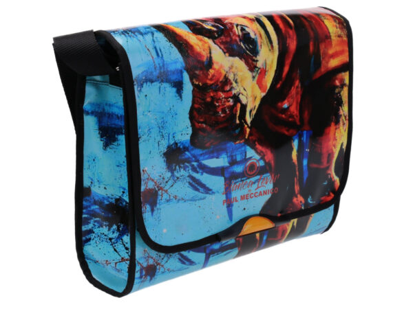 CROSSBODY BAG "STRONG POINT" DESIGNED BY BIANCA LEVER. MODEL BREAK MADE OF LORRY TARPAULIN.