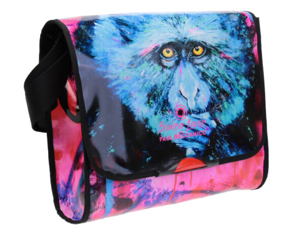 CROSSBODY BAG "CHEEKY MONKEY" DESIGNED BY BIANCA LEVER. MODEL BREAK MADE OF LORRY TARPAULIN.