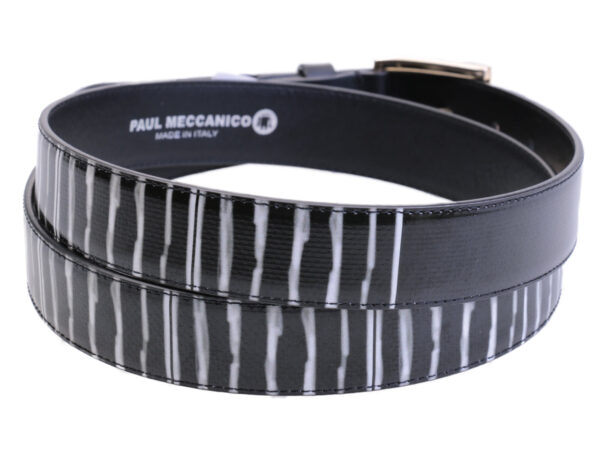 BLACK AND WHITE WOMEN'S BELT MADE OF LORRY TARPAULIN.