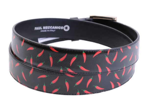 BLACK WOMEN'S BELT "CHILI PEPPERS" FANTASY MADE OF LORRY TARPAULIN.