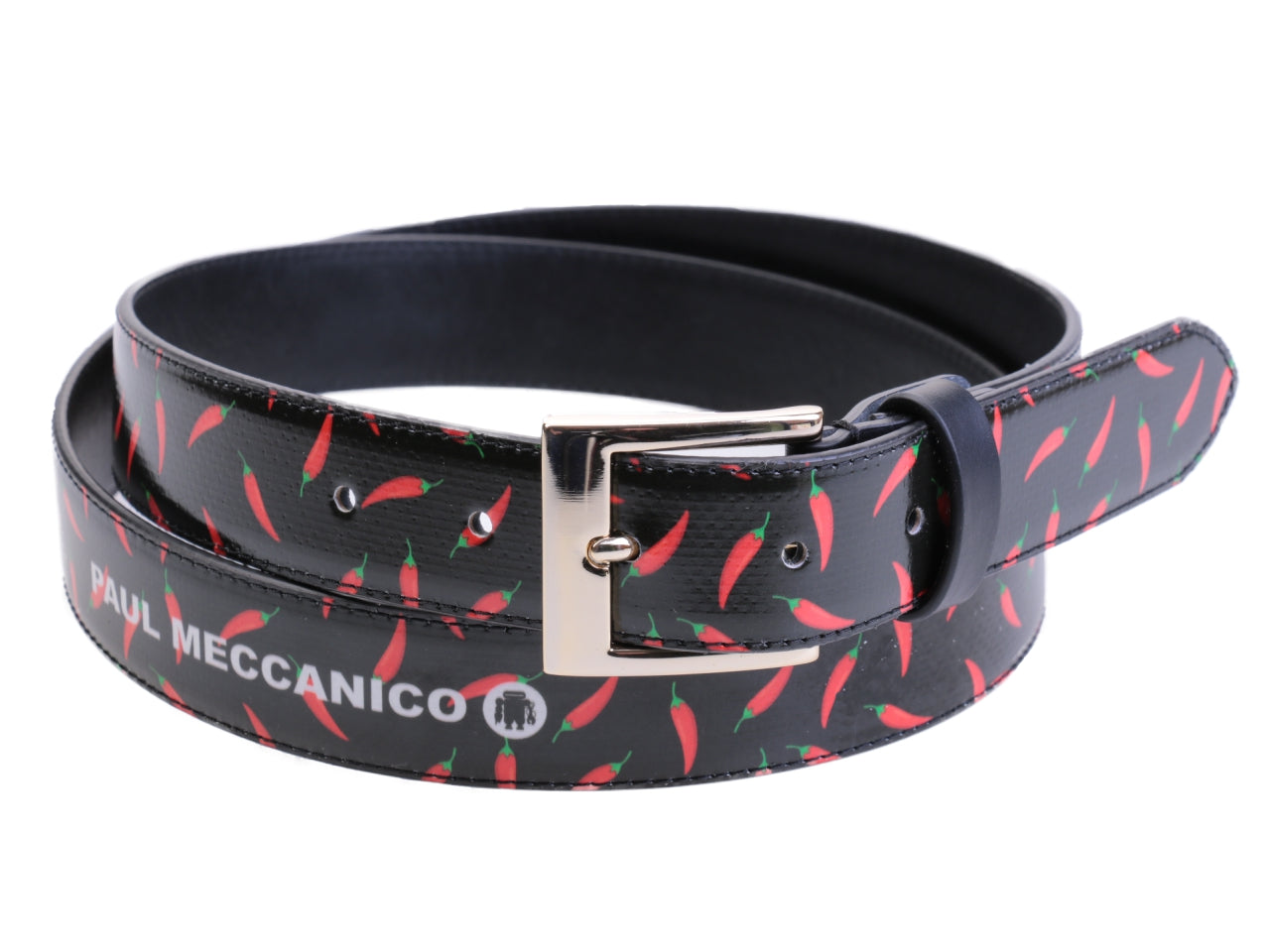 BLACK WOMEN'S BELT "CHILI PEPPERS" FANTASY MADE OF LORRY TARPAULIN.