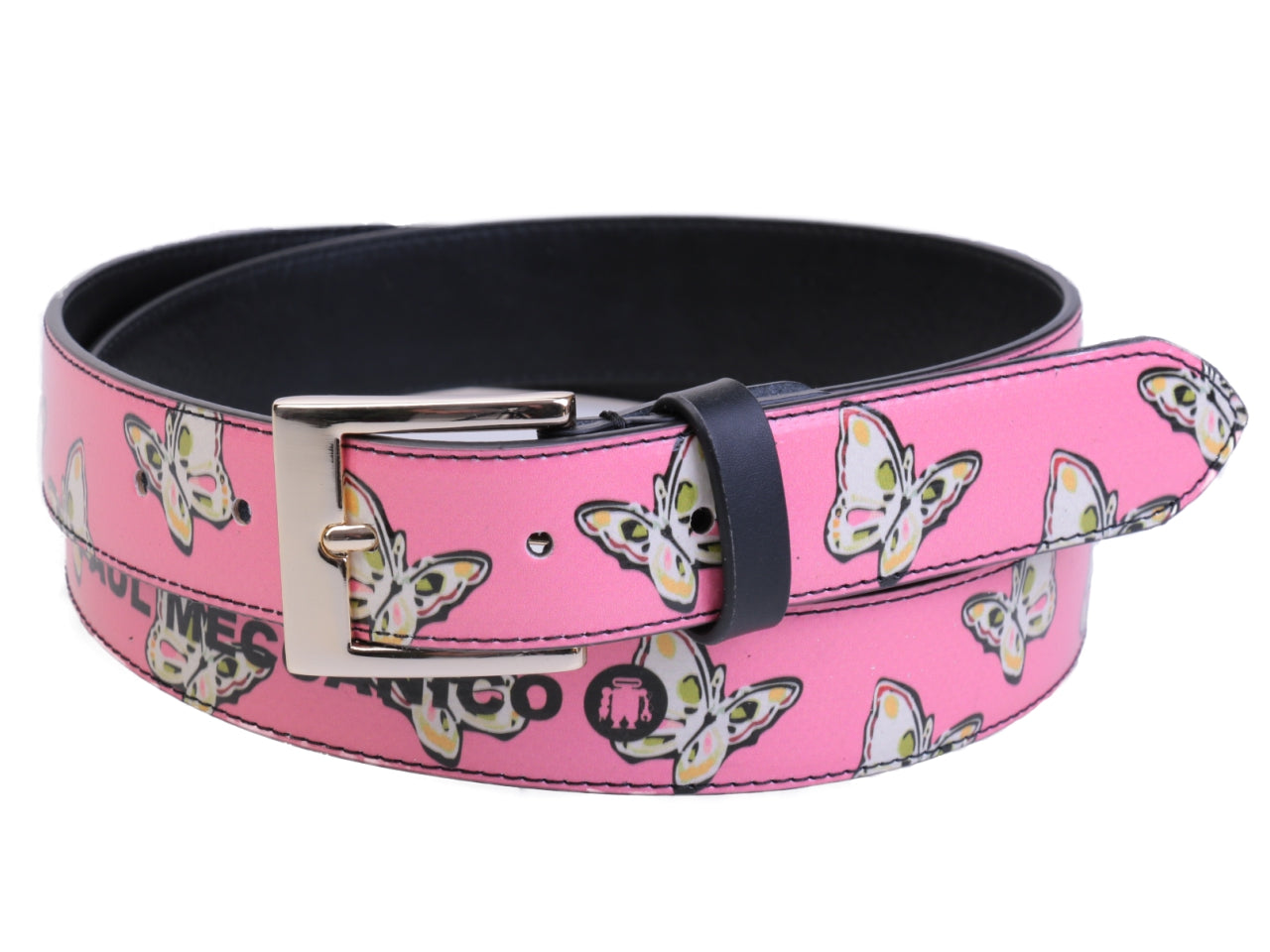 PINK WOMEN'S BELT "BUTTERFLIES" MADE OF LORRY TARPAULIN.