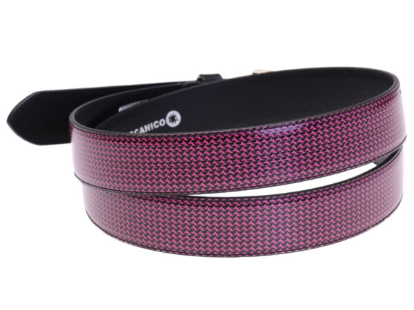 BLACK AND VIOLET WOMEN'S BELT MADE OF LORRY TARPAULIN.
