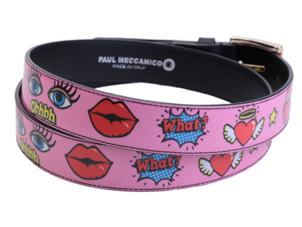PINK WOMEN'S BELT "EMOTIONS" MADE OF LORRY TARPAULIN.