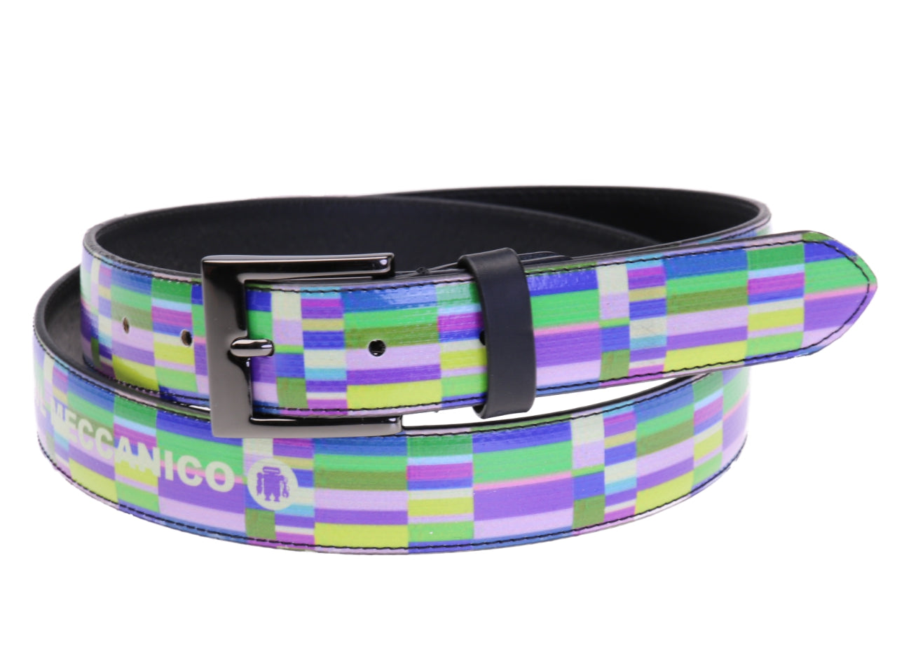 MULTICOLOR WOMEN'S BELT WITH GEOMETRIC FANTASY MADE OF LORRY TARPAULIN.