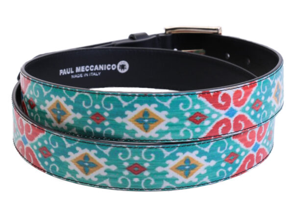 WATERCOLOR WOMEN'S WITH MAJOLICA FANTASY BELT MADE OF LORRY TARPAULIN.