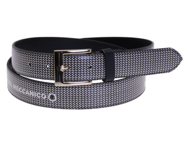 BLACK AND WHITE WOMEN'S BELT MADE OF LORRY TARPAULIN.