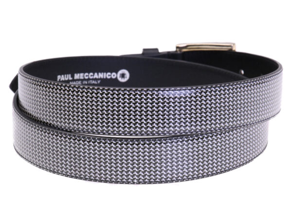 BLACK AND WHITE WOMEN'S BELT MADE OF LORRY TARPAULIN.
