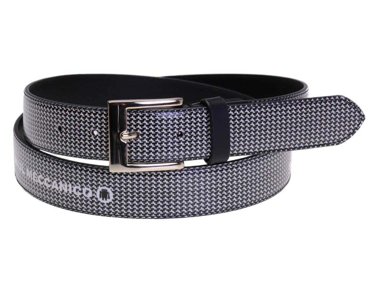 BLACK AND WHITE WOMEN'S BELT MADE OF LORRY TARPAULIN.