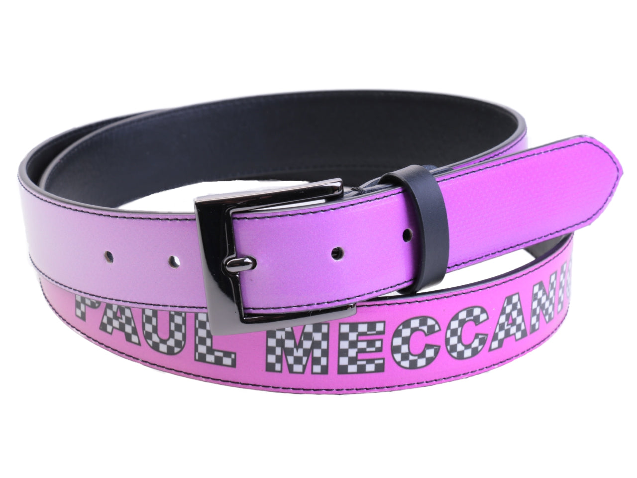 PINK WOMEN'S BELT WITH SFUMATO FANTASY MADE OF LORRY TARPAULIN.