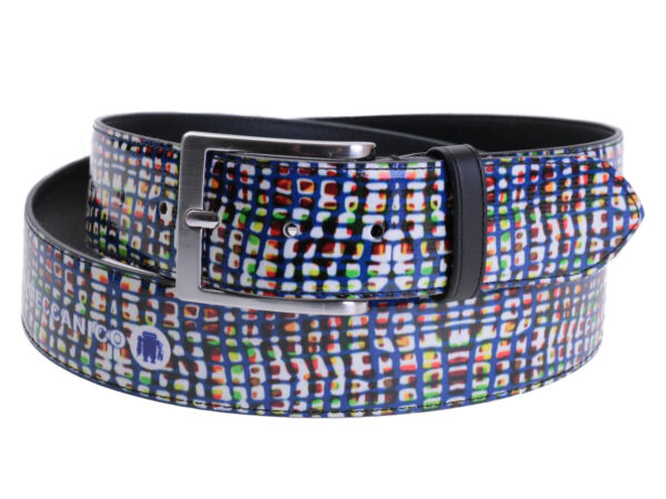 MULTICOLOR MEN'S BELT MADE OF LORRY TARPAULIN.
