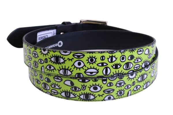 GREEN WOMEN'S BELT "EYES" MADE OF LORRY TARPAULIN.
