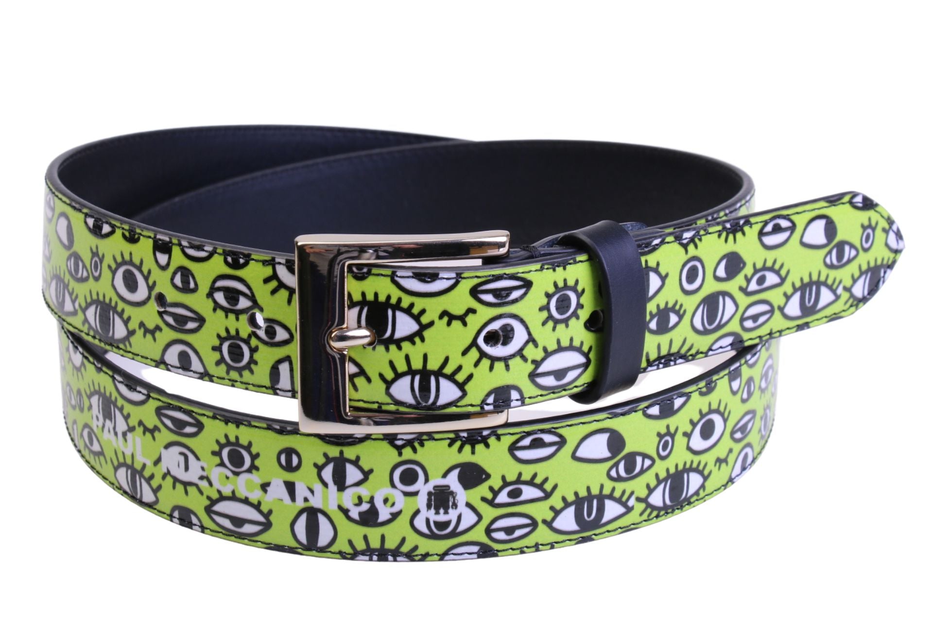 GREEN WOMEN'S BELT "EYES" MADE OF LORRY TARPAULIN.