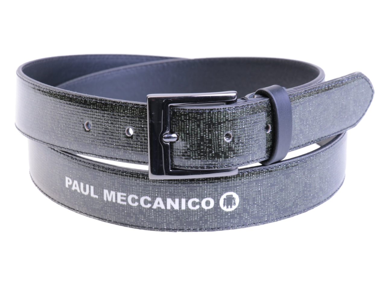 WOMEN'S BELT BLACK AND DARK GREEN "TISSUE EFFECT" MADE OF LORRY TARPAULIN.
