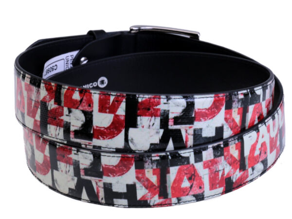 MEN'S BELT LETTERING FANTASY MADE OF LORRY TARPAULIN.