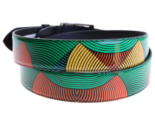 MULTICOLOR MEN'S BELT WITH AFRO FANTASY MADE OF LORRY TARPAULIN.