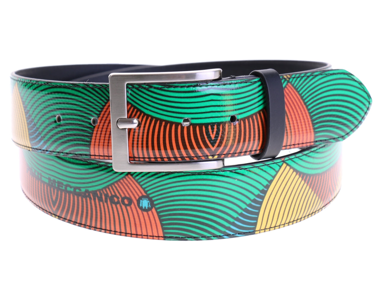 MULTICOLOR MEN'S BELT WITH AFRO FANTASY MADE OF LORRY TARPAULIN.
