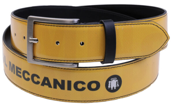 YELLOW MEN'S BELT MADE OF LORRY TARPAULIN.