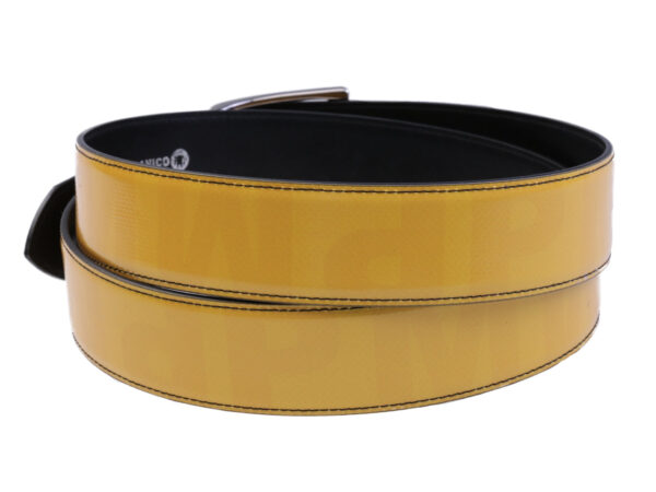 YELLOW MEN'S BELT MADE OF LORRY TARPAULIN.